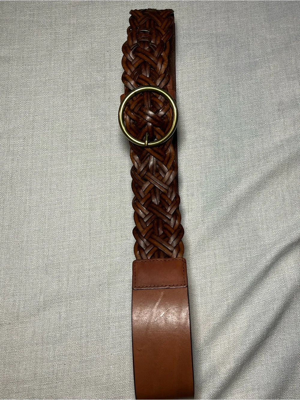 Brown Braided Leather Belt - Classic Tan Womens L